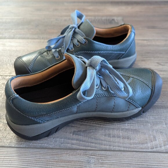 Keen Women's Presidio Lace-Up Supportive Rugged Leather Sneakers Blue Green 8 - Picture 2 of 9
